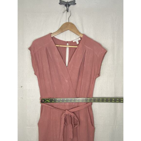 Monteau Linen Rayon Jumpsuit Women Medium Orange Cropped Minimalist Boho Beachy - Picture 4 of 8
